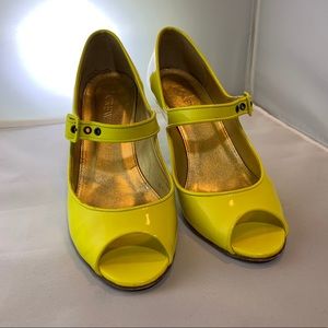 J Crew Patent-leather Peep-toe Mary Janes